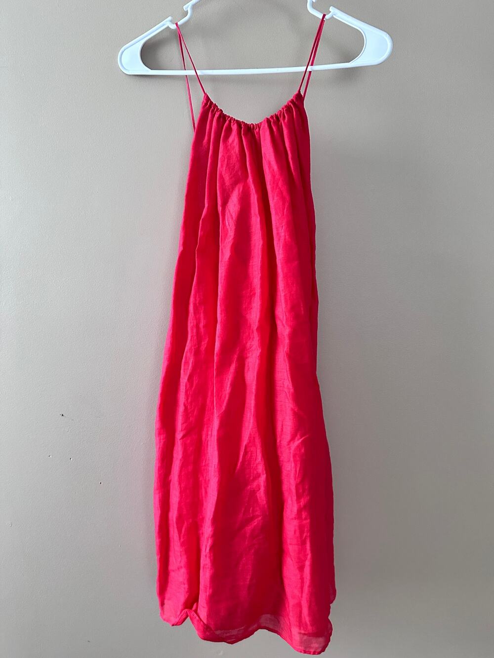 Banana Republic Coral Red Backless Halter Dress
